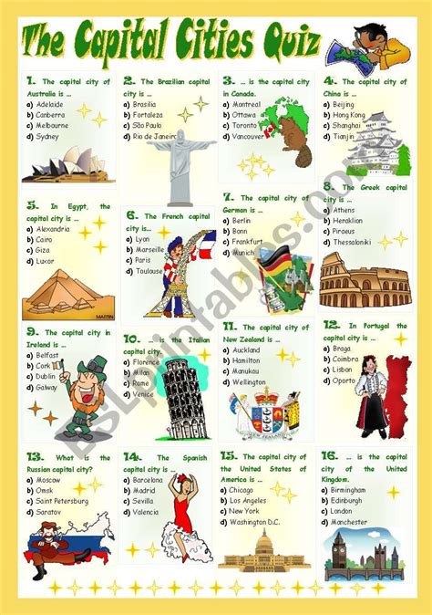 Capitals of the World (Multiple Choice) Quiz .